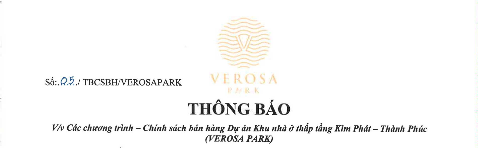 Chính sách bán hàng Verosa Park tháng 12-2019